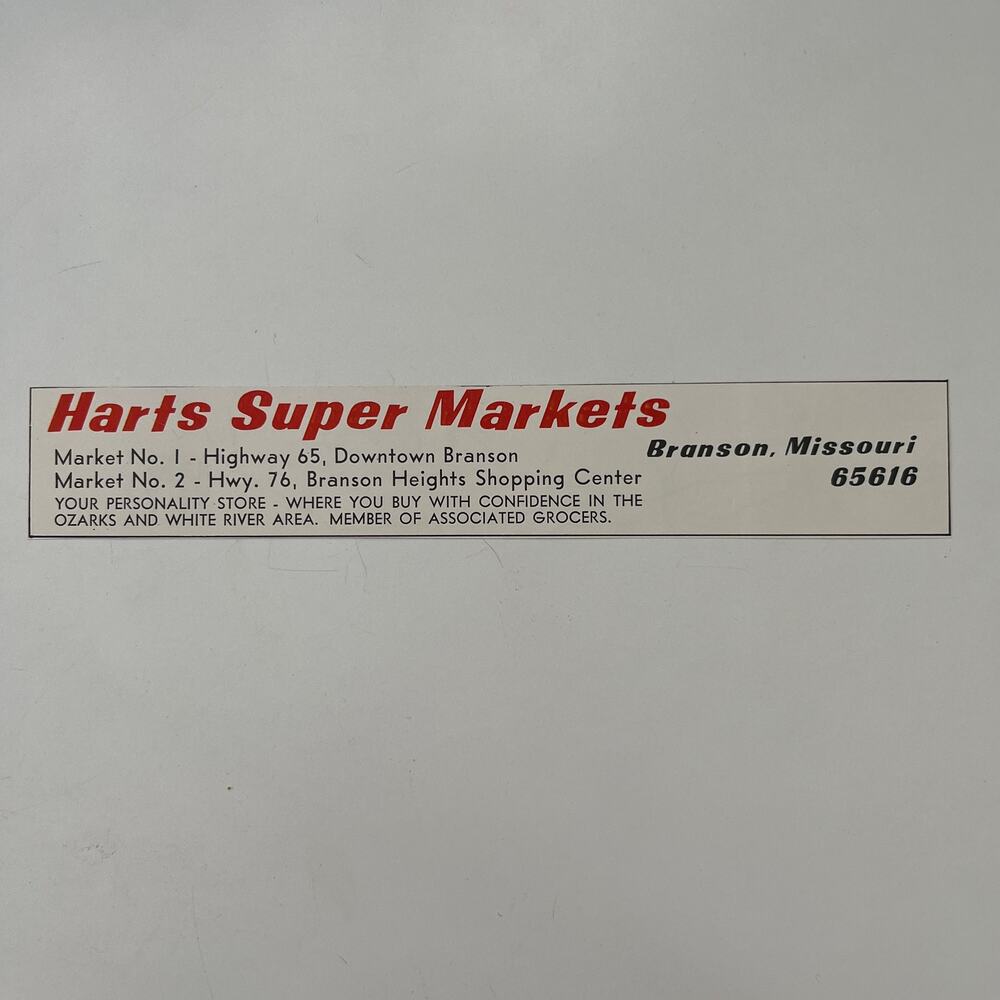 Harts Super Markets Branson MO 1969 Ozark Playground AR MO Ad SAH3-7